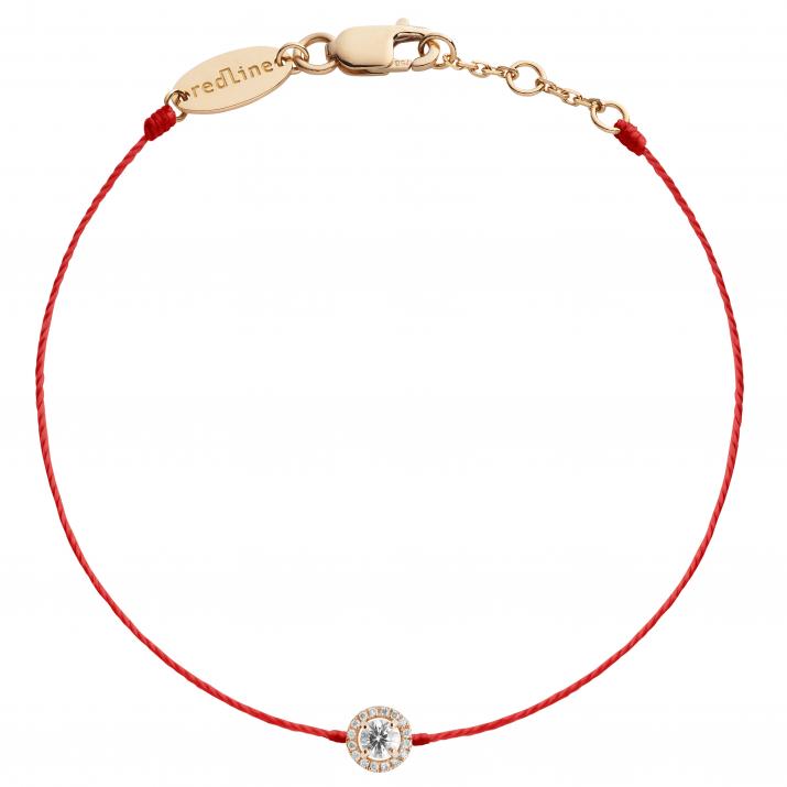 String bracelet with 0.15ct diamond in rose gold prong setting - Redline - 0++