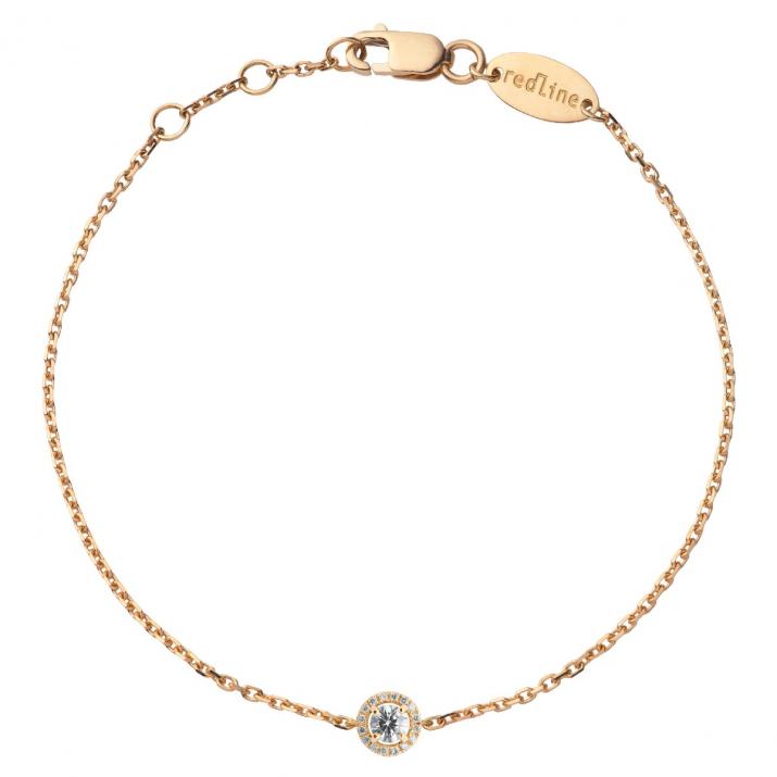Chain bracelet with 0.19ct diamond in rose gold prong setting - Redline