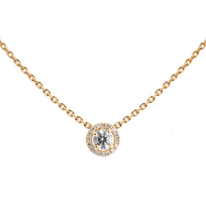 Chain necklace with 0.19ct diamond in rose gold prong setting - Redline