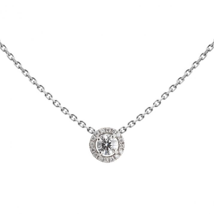 Chain necklace with 0.19ct diamond in white gold prong setting - Redline