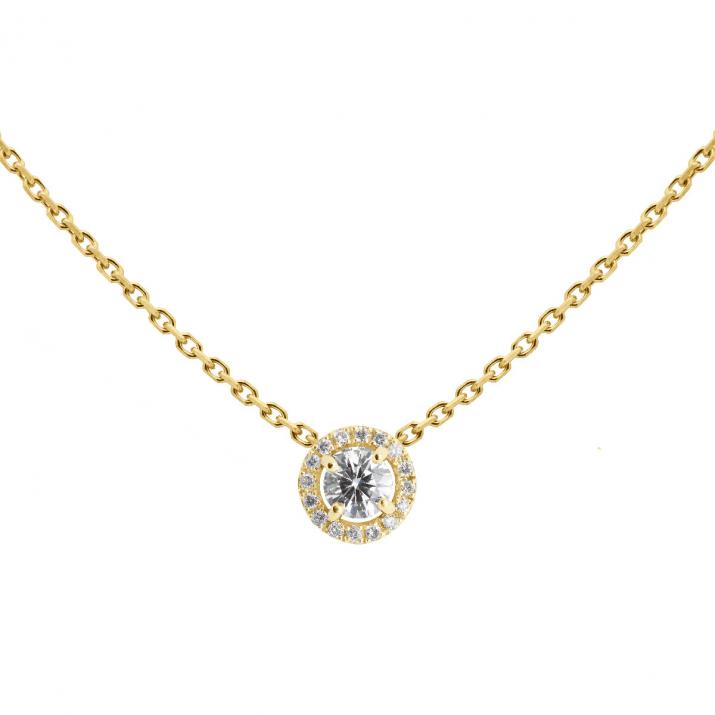 Chain necklace with 0.19ct diamond in yellow gold prong setting - Redline