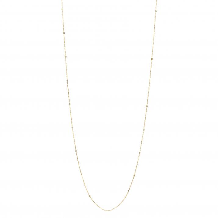 Long Necklace with 0.44ct Round Diamond in Yellow Gold Bezel Setting - Redline - 0++