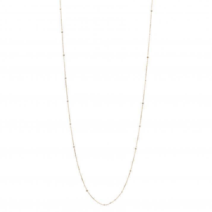 Long Necklace with 0.44ct Round Diamond in Rose Gold Bezel Setting - Redline - 0++