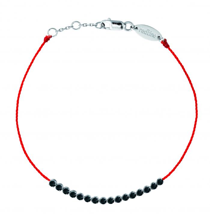 Pulsera en hilo con 0.30ct de diamantes negros en oro blanco - Redline