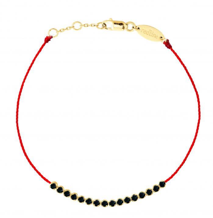 Pulsera en hilo con 0.30ct de diamantes negros en oro amarillo - Redline