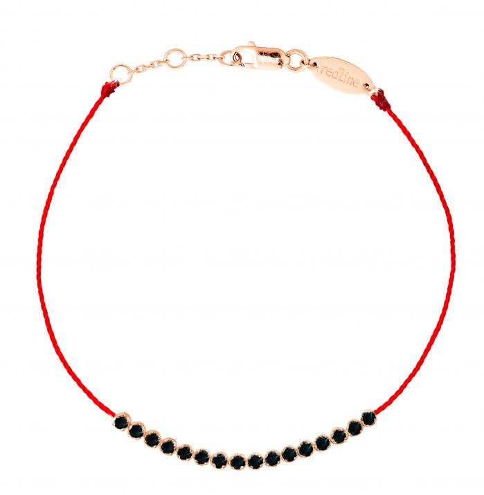 Pulsera en hilo con 0.30ct de diamantes negros en oro rosa - Redline