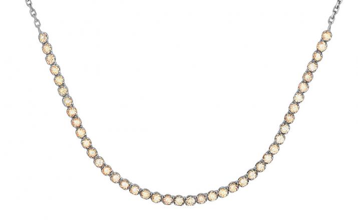 Chain Necklace Marilyn Diamonds Champages White Gold RedLine Jewelry - Redline - 0++