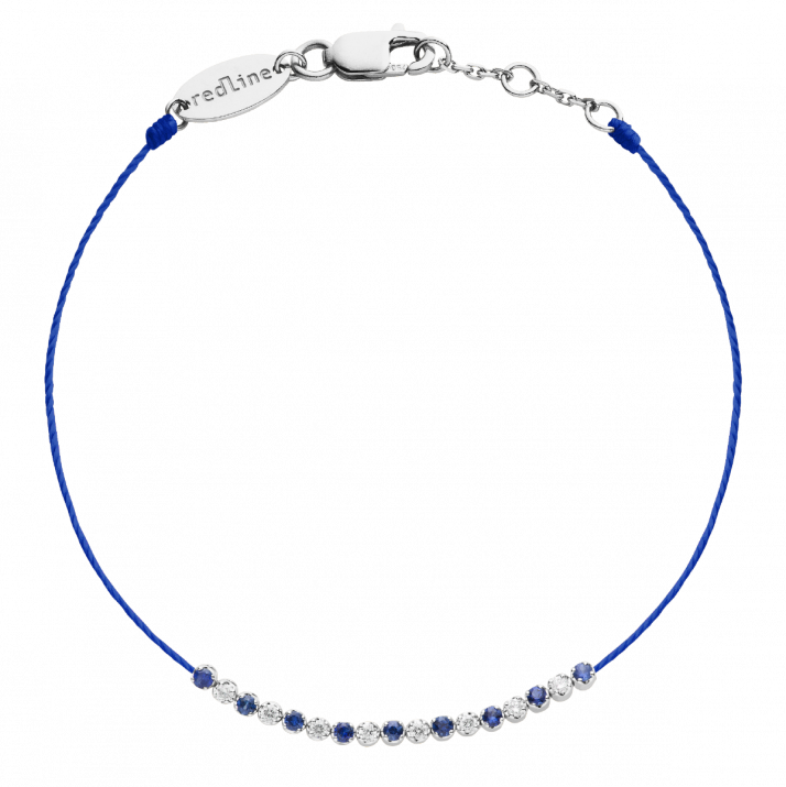 Sapphires and diamonds string bracelet in white gold prong setting - Redline - 0++