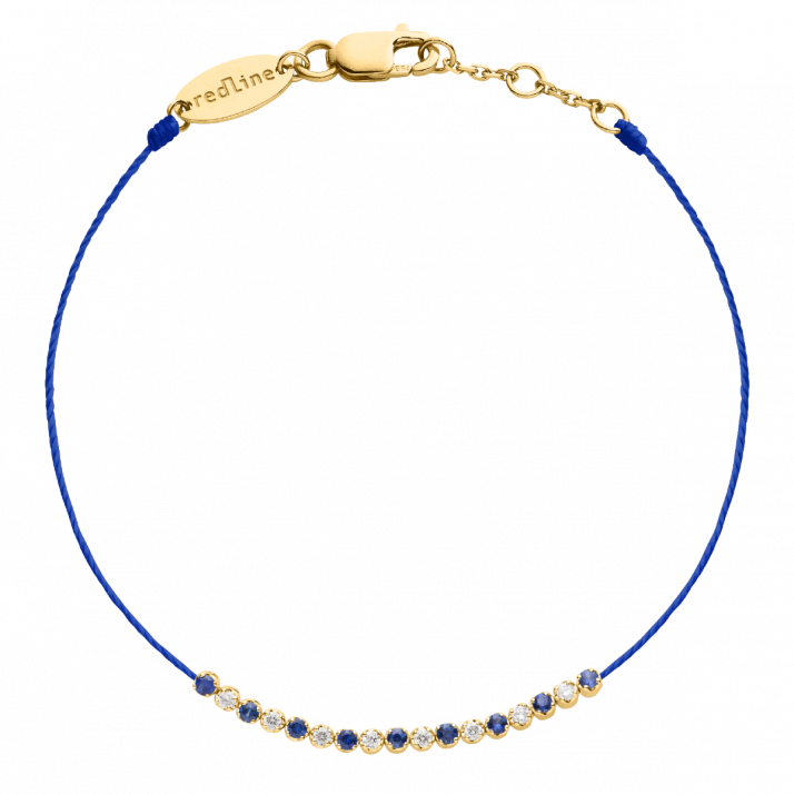 Sapphires and diamonds string bracelet in yellow gold prong setting - Redline - 0++