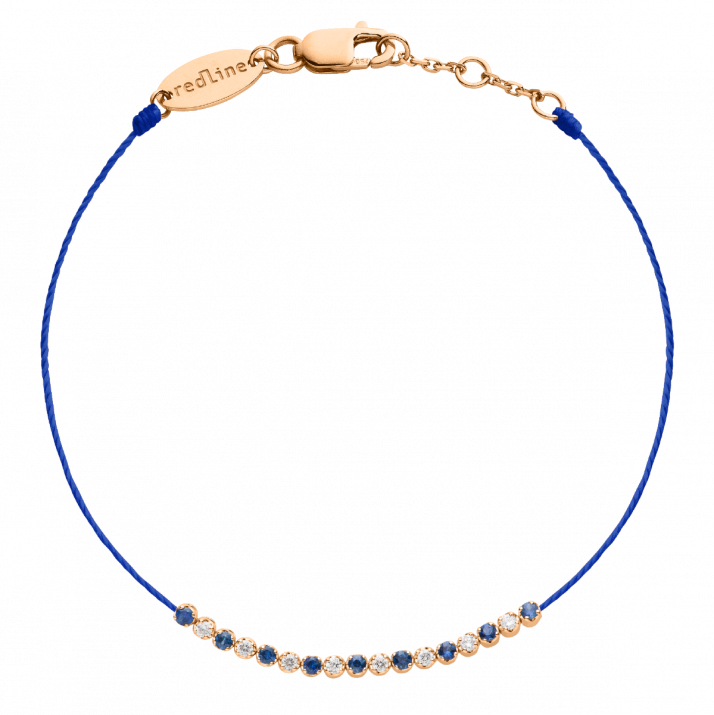 Sapphires and diamonds string bracelet in rose gold prong setting - Redline - 0++