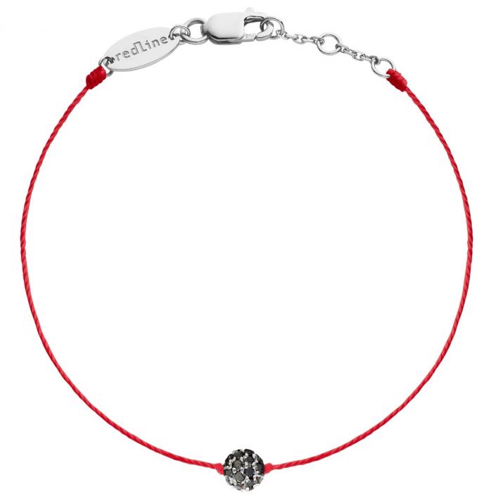 String bracelet with 0.19ct black diamond in white gold prong setting - Redline - 0++