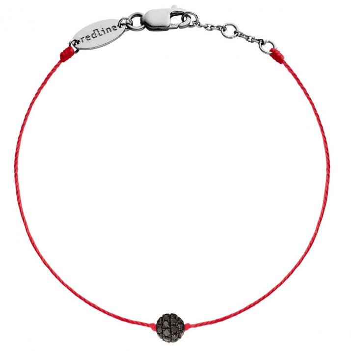 String bracelet with 0.19ct black diamond in black gold prong setting - Redline - 0++