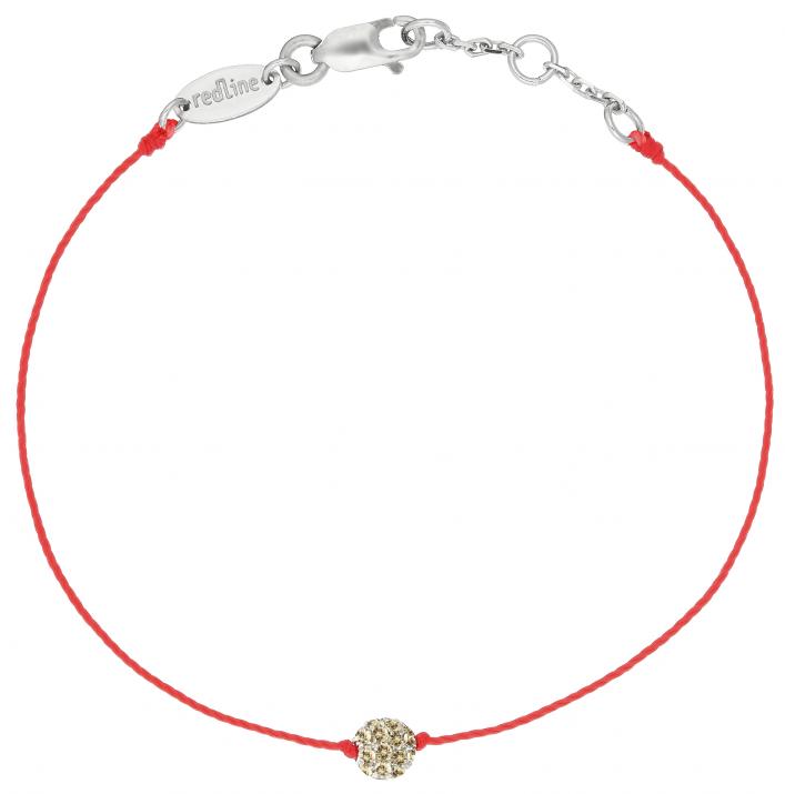 String Bracelet Pompon Brown Diamond White Gold RedLine Jewelry - Redline - 0++