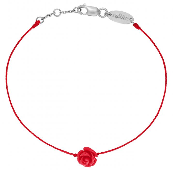 Pulsera en hilo y rosa con cierre en oro blanco - Redline