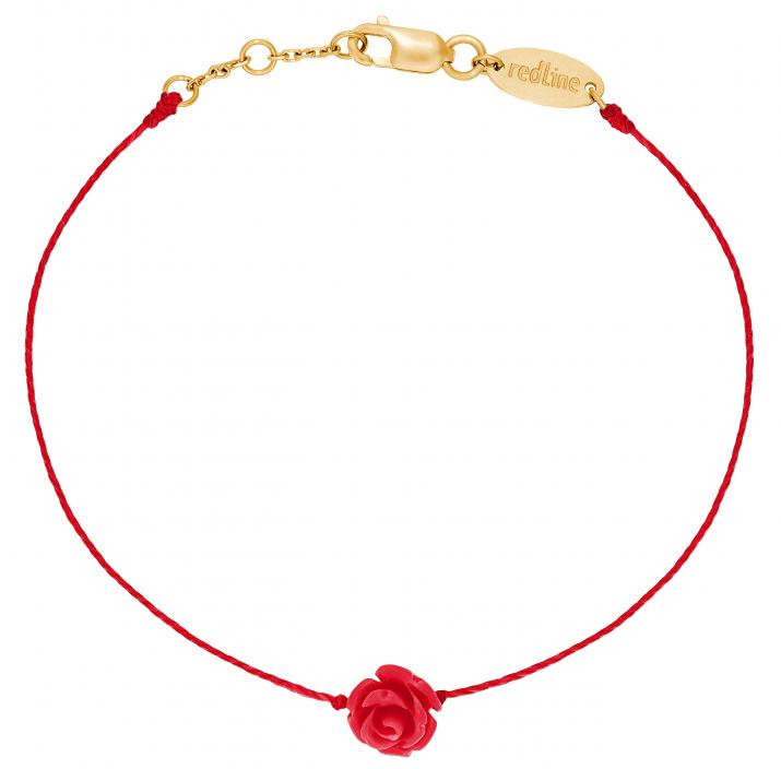 Pulsera en hilo y rosa con cierre en oro amarillo - Redline