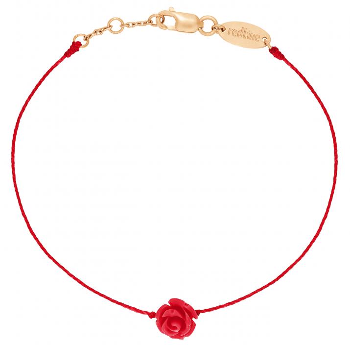 Pulsera en hilo y rosa con cierre en oro rosa - Redline