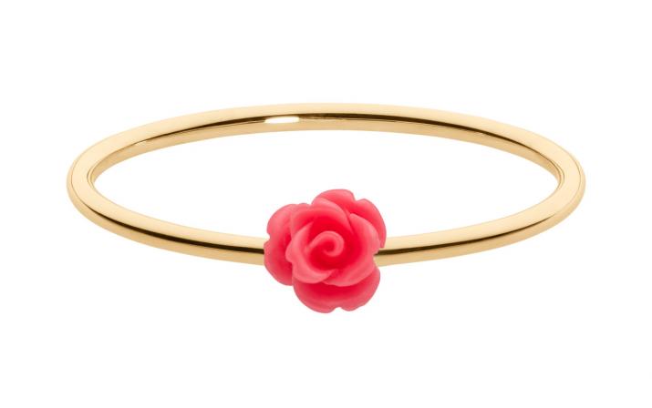 Anillo rígido con rosa en oro amarillo - Redline - 0++