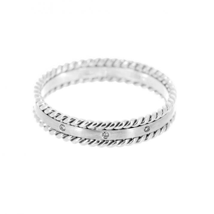 Ring with 0.06ct Round Diamond in White Gold Pavé Setting - Redline