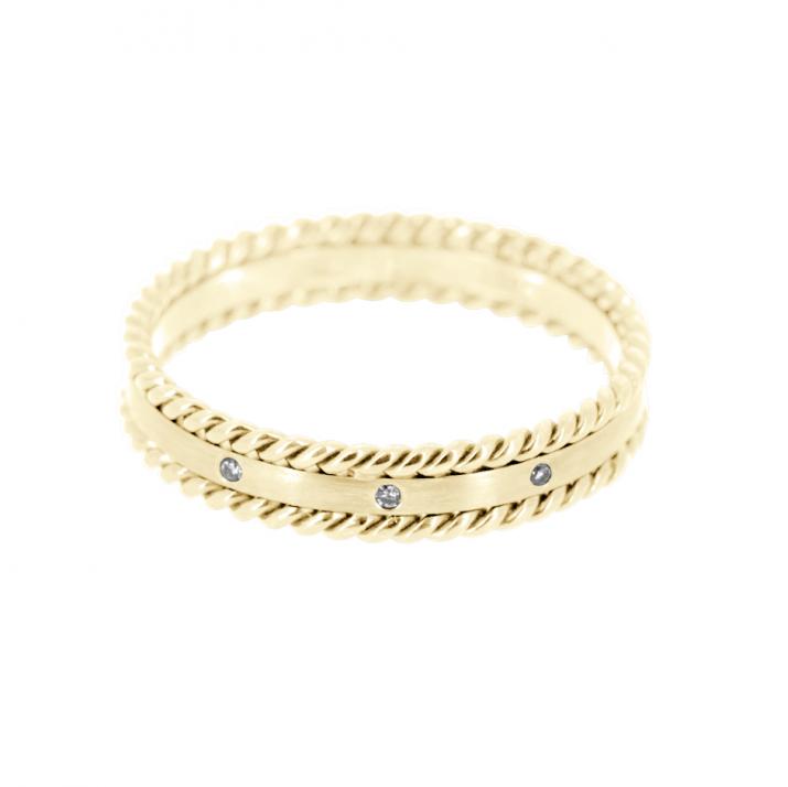 Ring with 0.06ct Round Diamond in Yellow Gold Pavé Setting - Redline