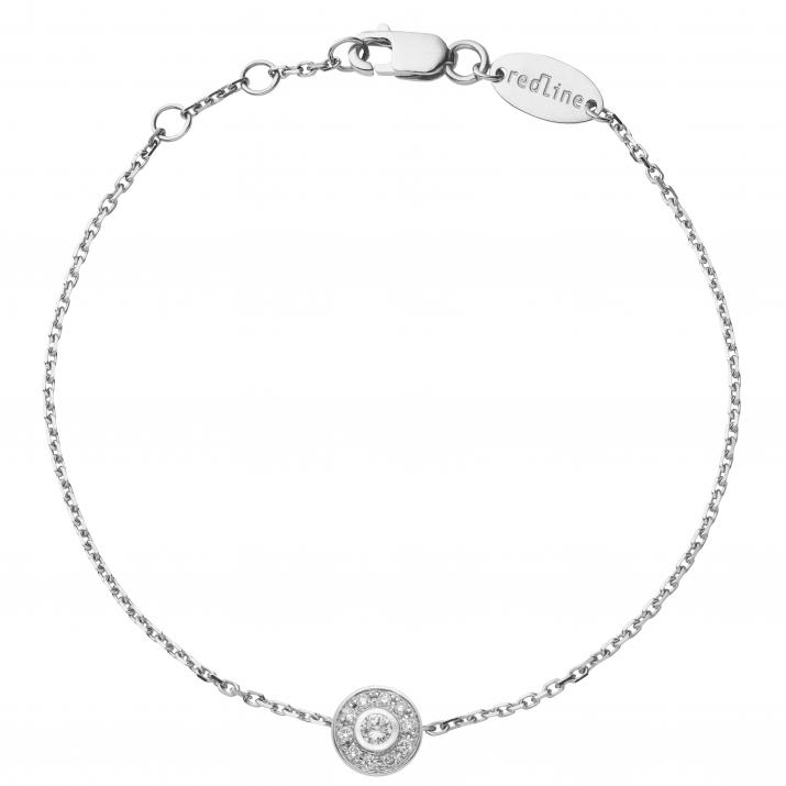Chain Bracelet For Women with 0.11ct Round Diamond in White Gold Bezel Setting - Redline - 0++
