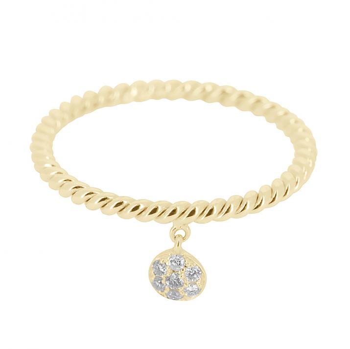 Ring with 0.06ct Round Diamond in Yellow Gold Cluster Setting - Redline - 0++