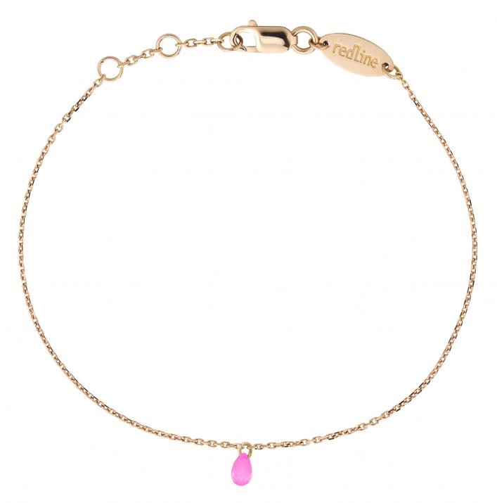 Chain bracelet with coloured sapphire in rose gold prong setting - Redline - 0++