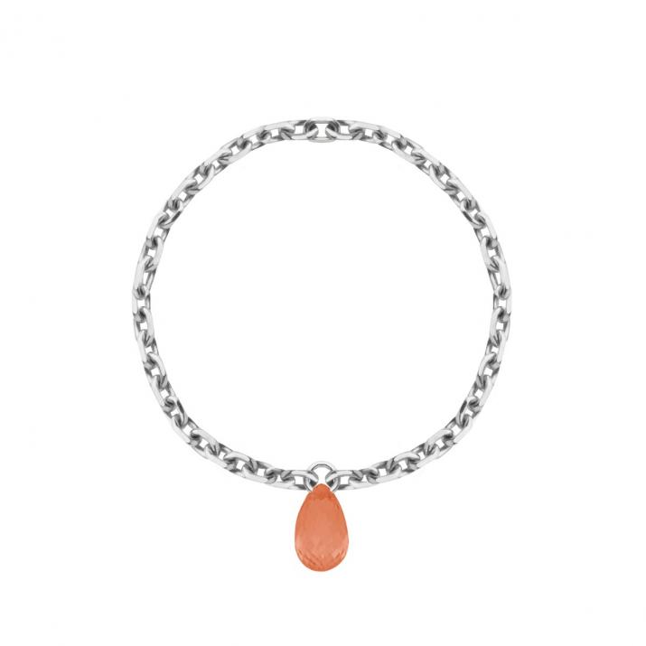 Chain ring with coloured sapphire in white gold prong setting - Redline