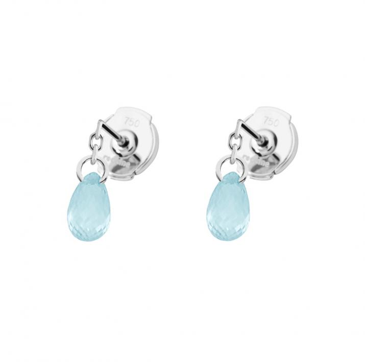 1cm dangling earrings with coloured sapphire in white gold prong setting - Redline