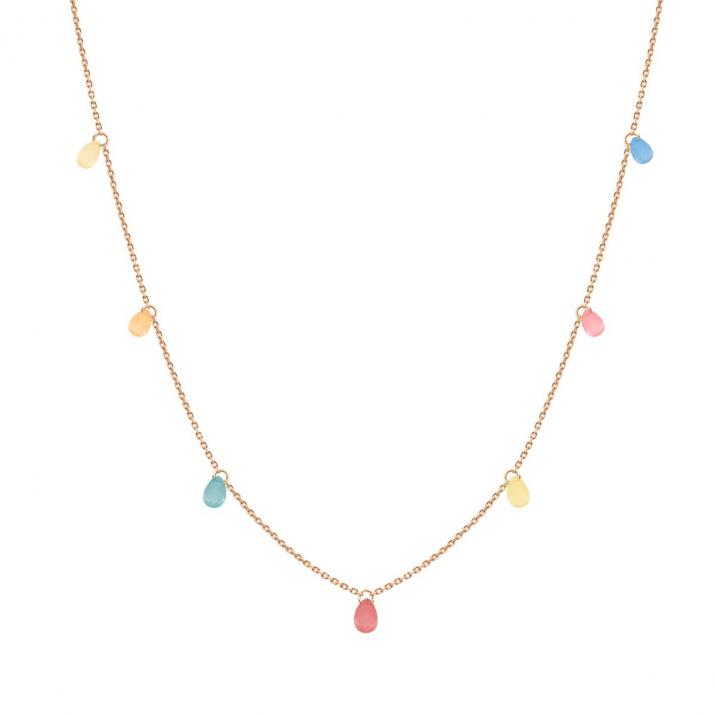 Rose gold Elixir necklace with 7 coloured sapphires - Redline - 0++