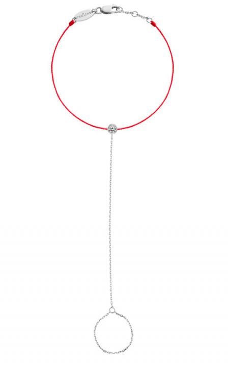 String and chain bracelet with 0.1ct diamond in white gold bezel setting - Redline