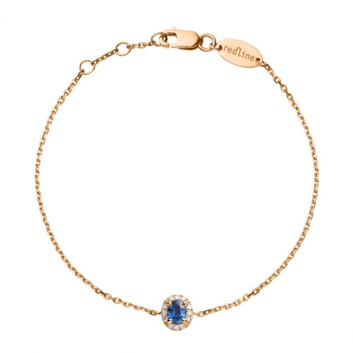 Rose gold chain bracelet with saphire and diamonds - Redline - 0++