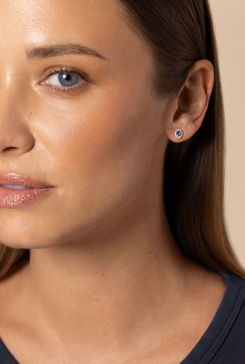 Sapphire and diamond earrings in white gold prong setting - Redline - 0++
