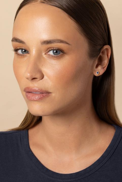 Sapphire and diamond earrings in yellow gold prong setting - Redline - 0++