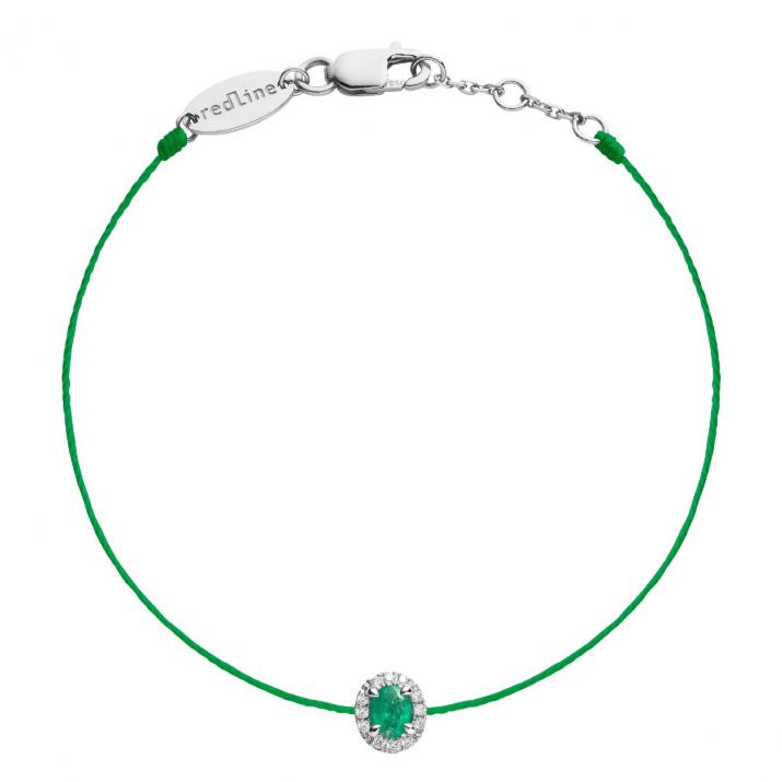 Emerald and diamonds string bracelet in white gold - Redline - 0++