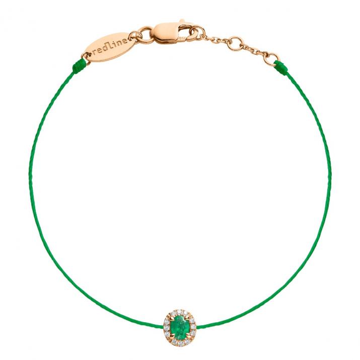 Emerald and diamonds string bracelet in rose gold - Redline - 0++