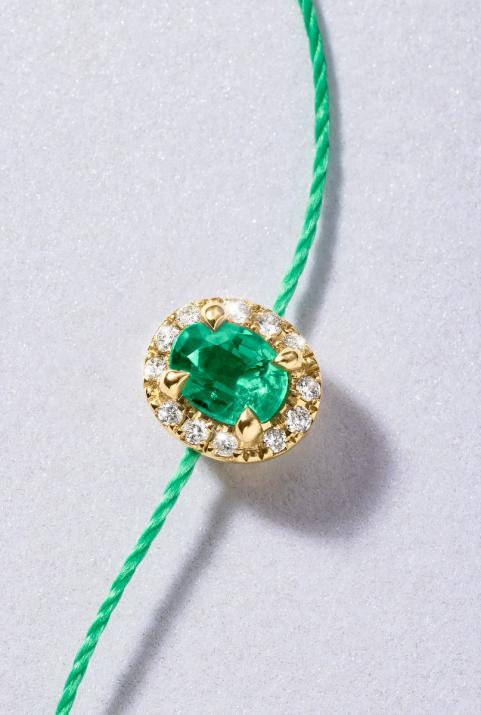 Emerald and diamonds string bracelet in yellow gold - Redline - 0++