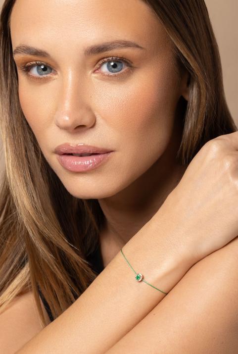 Emerald and diamonds string bracelet in rose gold - Redline - 0++