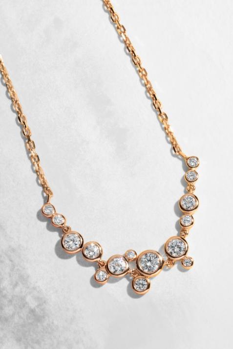 Chain necklace with 0.65ct diamonds in rose gold bezel setting - Redline - 0++