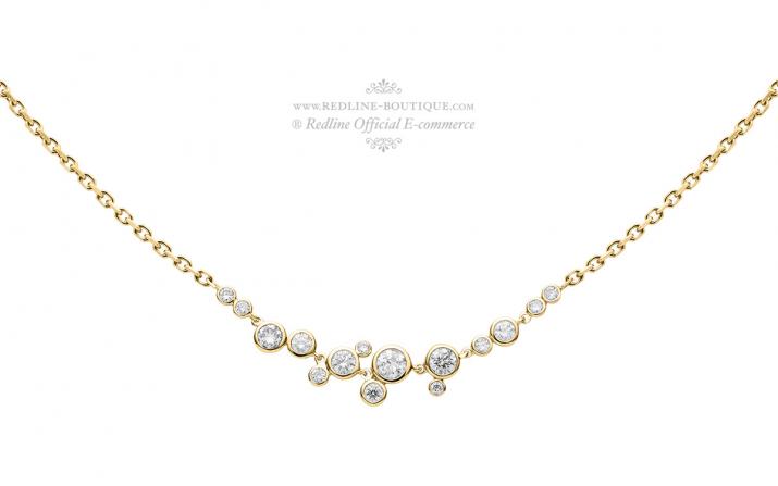 Chain necklace with 0.65ct diamonds in yellow gold bezel setting - Redline - 0++