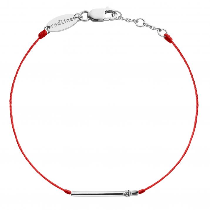 Pulsera de hilo y tubo con diamante con cierre en oro blanco - Redline - 0++