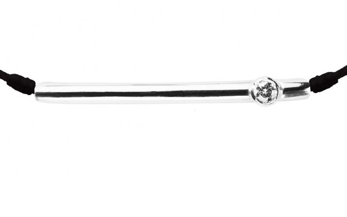 Pulsera de hilo y tubo con diamante con cierre en oro blanco - Redline - 0++