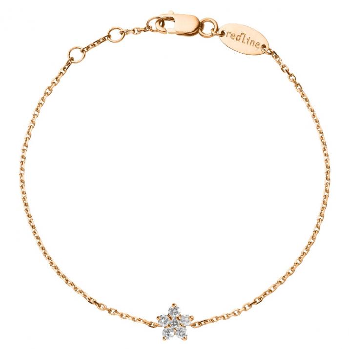 Rose gold chain bracelet with diamonds on a star - Redline - 0++