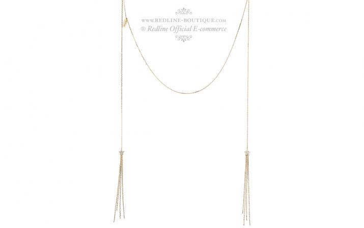 Chain Necklace For Women with 0.09ct Round Diamond in Yellow Gold Prong Setting - Redline