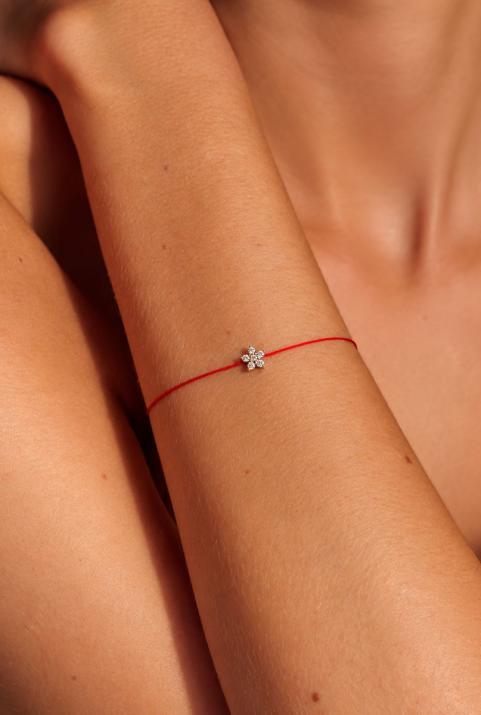 String bracelet with diamonds on a star in yellow gold - Redline - 0++