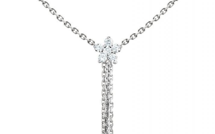 White gold chain necklace with diamonds on a star - Redline - 0++
