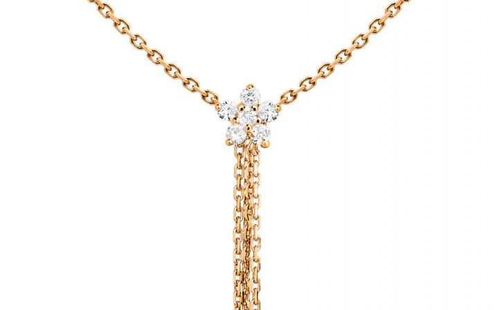 Rose gold chain necklace with diamonds on a star - Redline - 0++