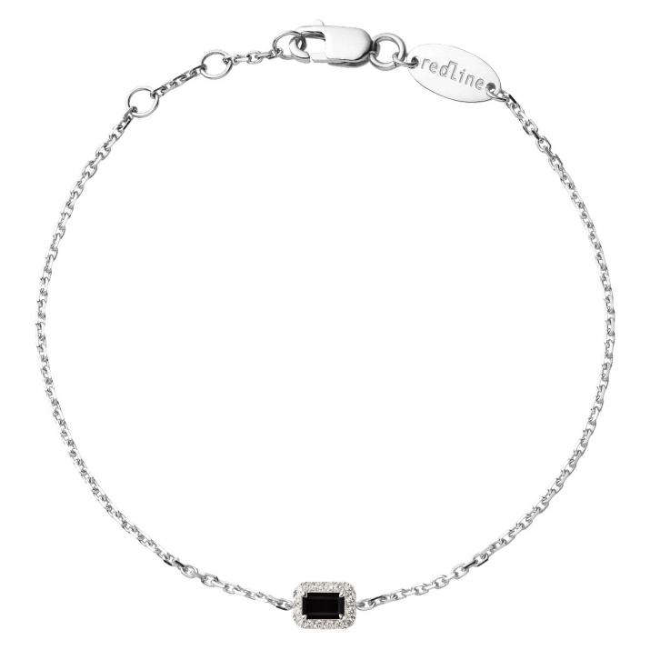 Onyx and diamonds chain bracelet in white gold prong setting - Redline - 0++