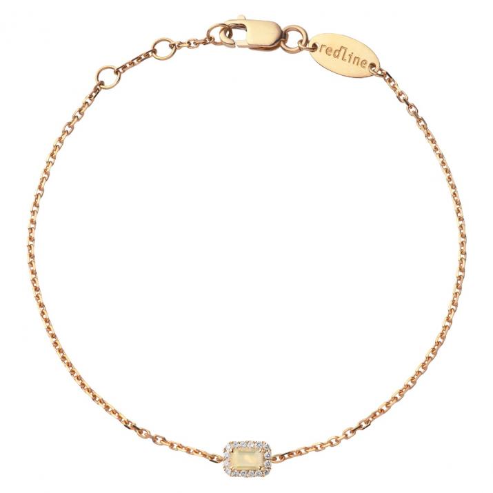 Opal and diamonds chain bracelet in rose gold prong setting - Redline