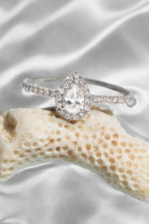 Ring band with 0.43ct diamonds in white gold prong setting - Redline - 0++