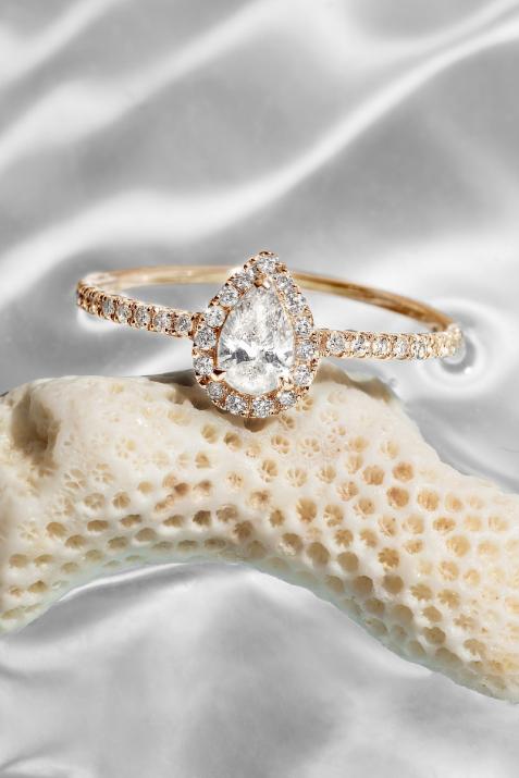 Ring band with 0.43ct diamonds in rose gold prong setting - Redline - 0++